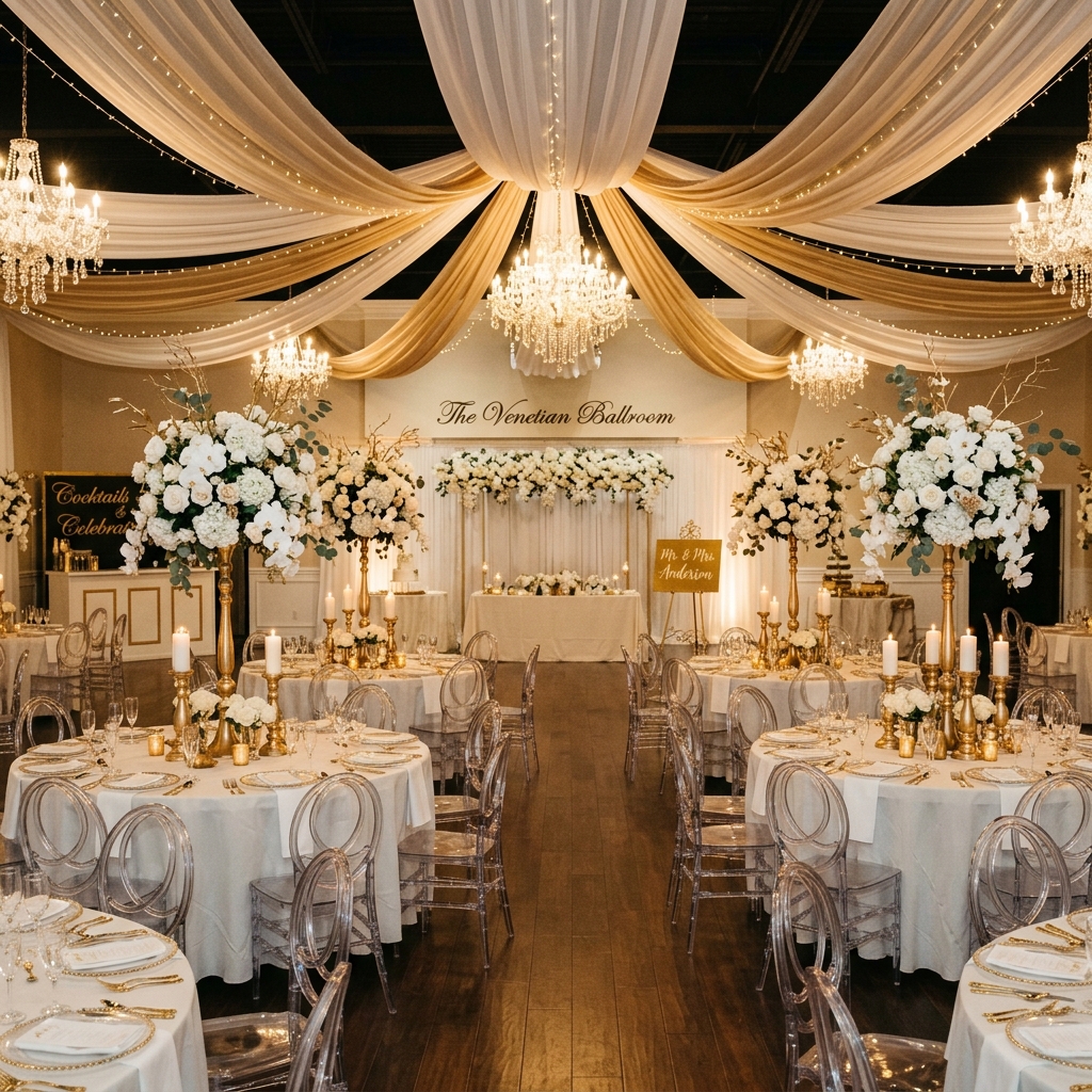 Elegant wedding reception at Calla Event Hall
